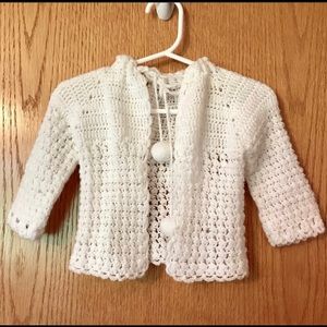 Boutique classic crocheted handmade cardigan 6-12m